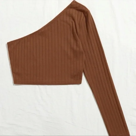 One Shoulder Ribbed Top - Picture 3 of 3